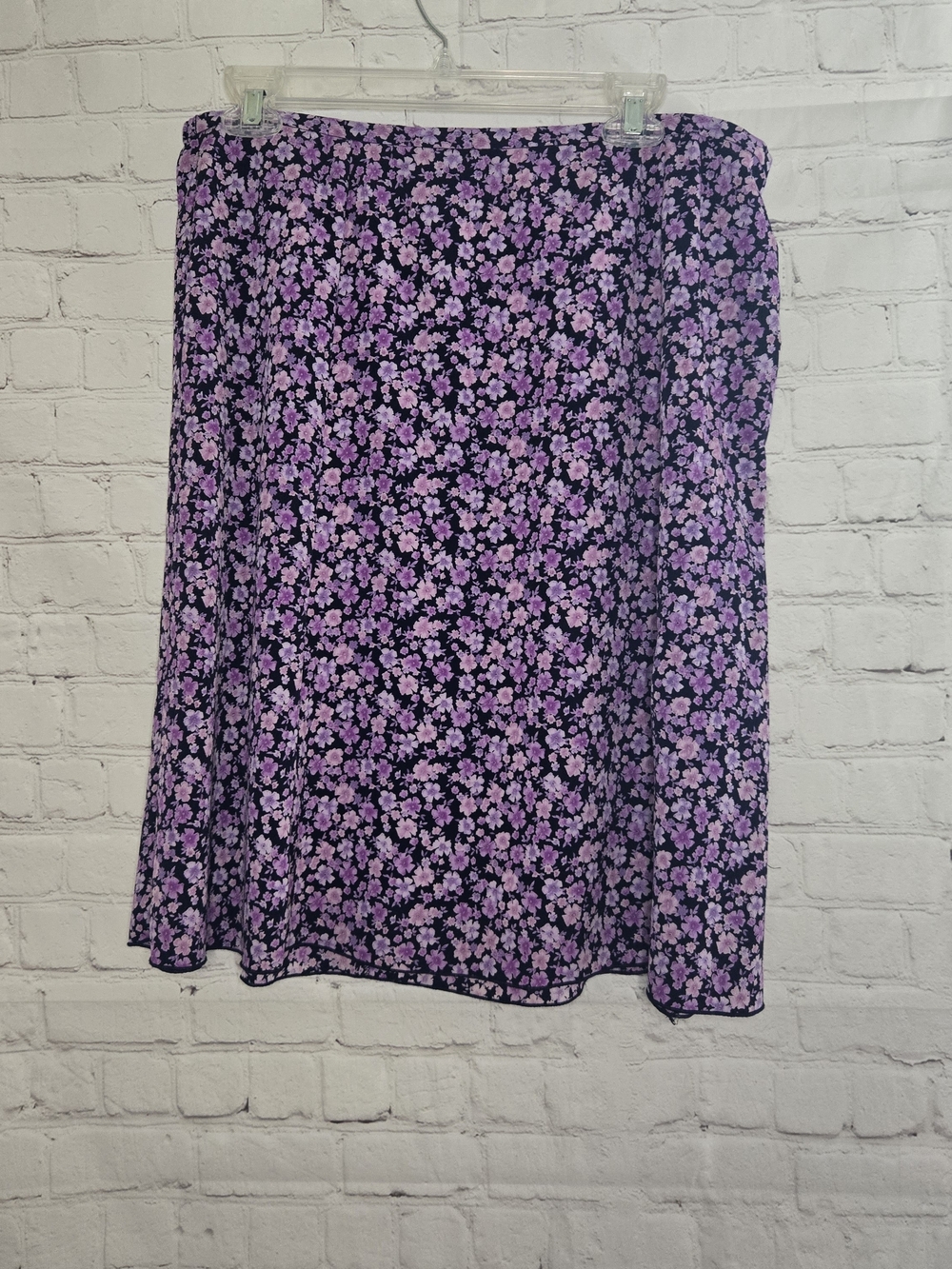 y2k 90s Norton purple micro floral above knee A Line skirt Sz 14 Soft Grunge